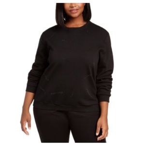LALA Anthony Trendy Plus Size Embellished Sweatshirt Black Size 3x